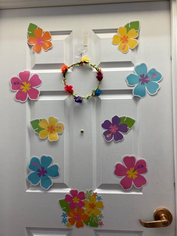 Wreath on inside door