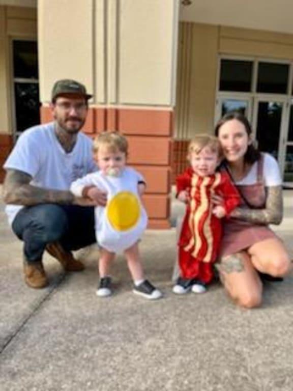 Bacon and eggs, cute twin costumes