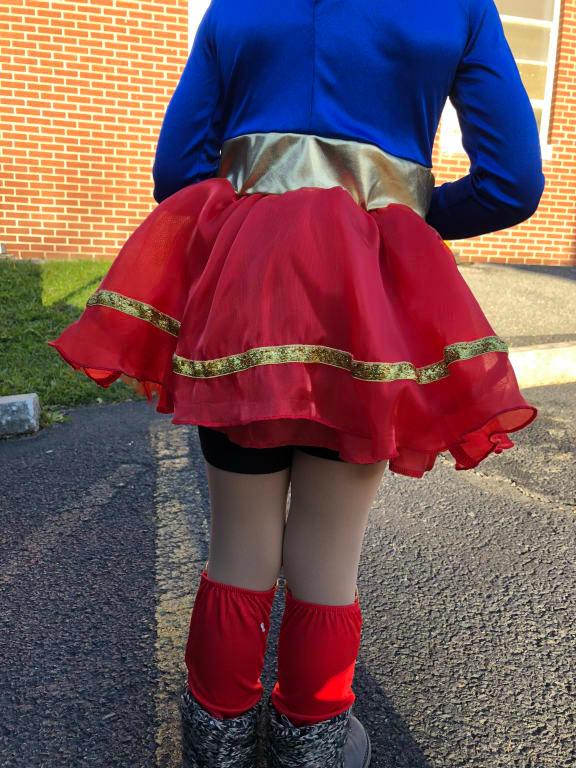 It barely covered my daughters bottom. We had to wear bike shorts underneath and get leggings for the night of trick or treat.