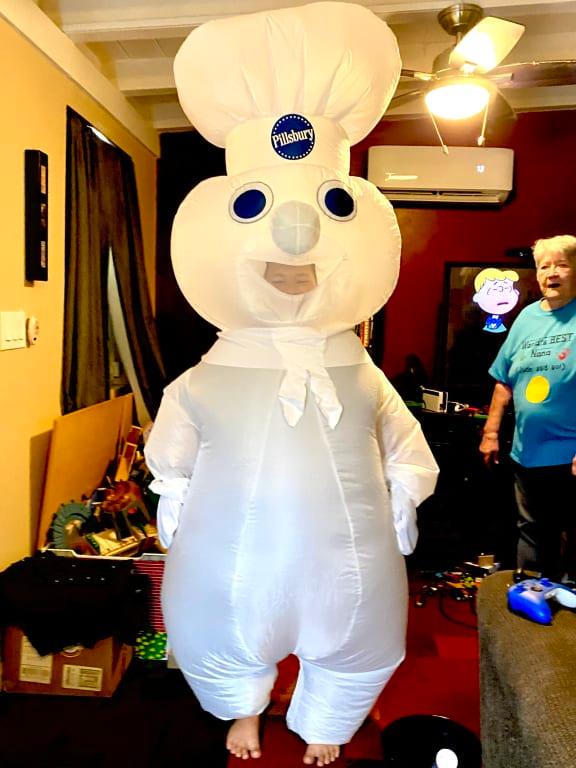 Adult Pillsbury Doughboy White Inflatable Halloween Costume, Standard, One Size