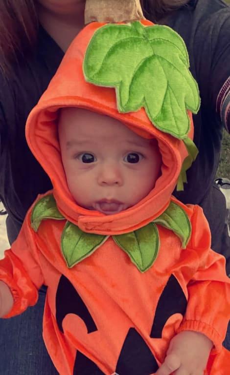 Infant Pumpkin Orange Jumpsuit with Hat Halloween Costume