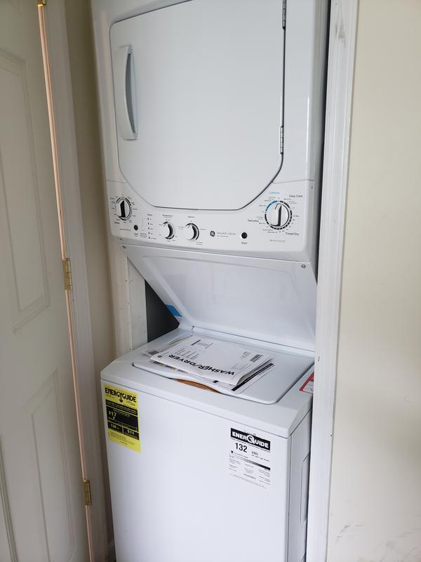 GE Electric Stacked Laundry Center With Ft Washer And Ft