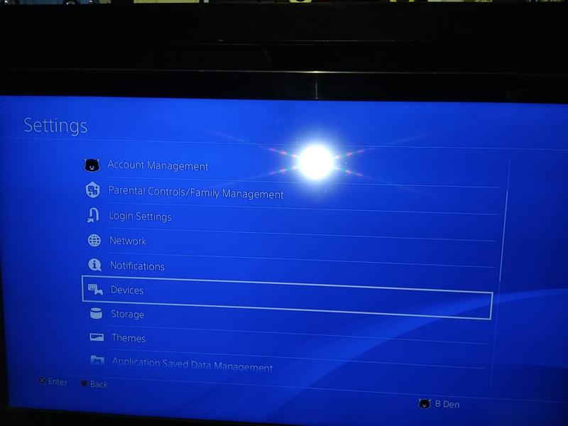 Settings menu, devices