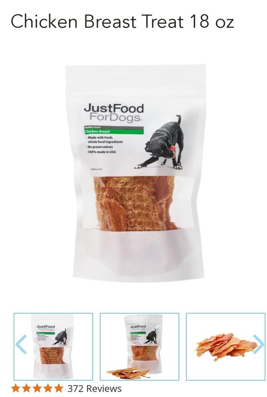 Just food for shop dogs chicken breast treats