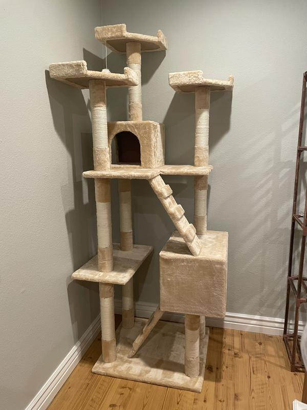 Go Pet Club 72"Cat Tree Condo with Two Ladders, Black Petco