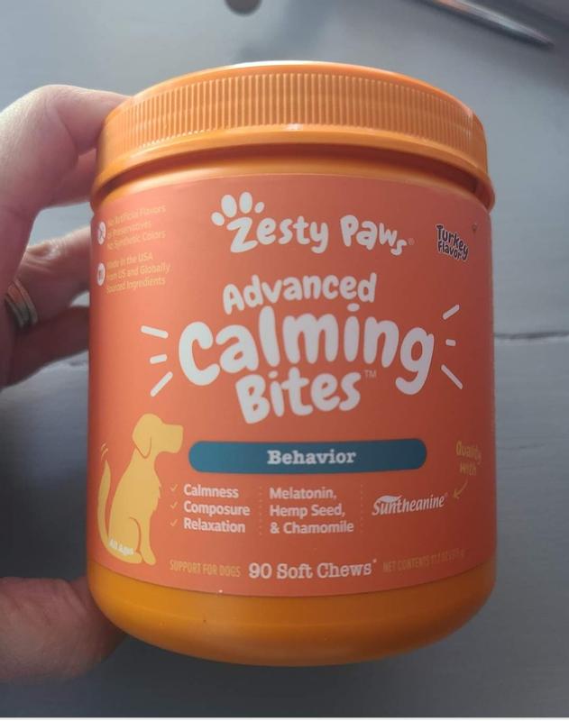 Zesty Paws Turkey Calming Bites for Dogs with Melatonin Herbs