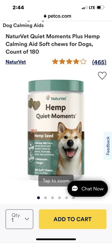 Naturvet hemp quiet fashion moments plus hemp seed dog soft chews