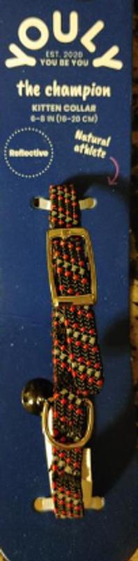 YOULY Black & Red Reflective Kitten Collar, X-Small | Petco