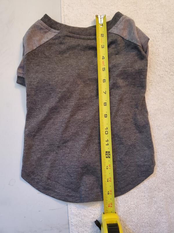 Back/top side measurement of size L shirt