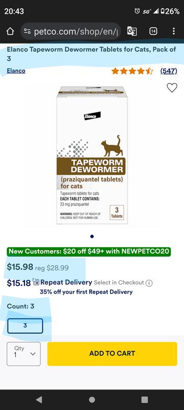 Petco cat clearance wormer