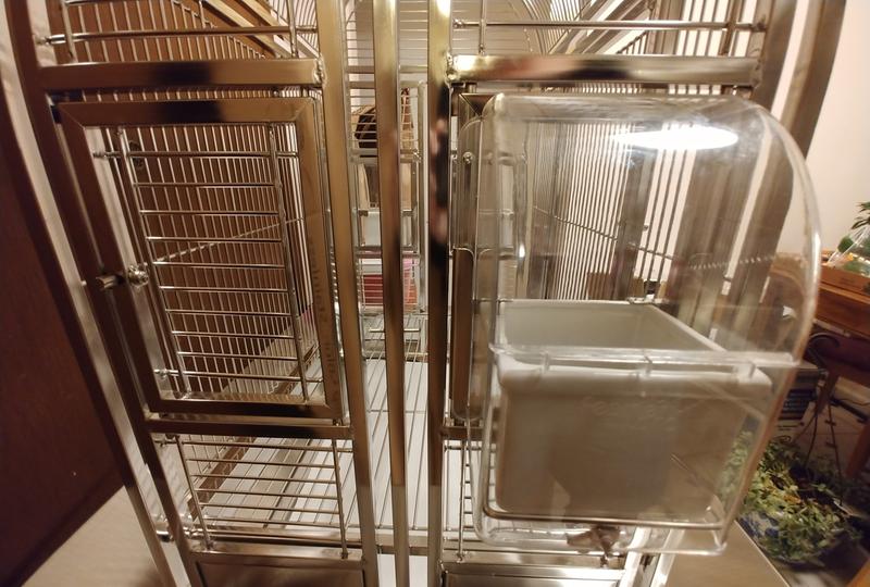 The door on the left is included.  They are easily removed to install the external feeder shown on the right.