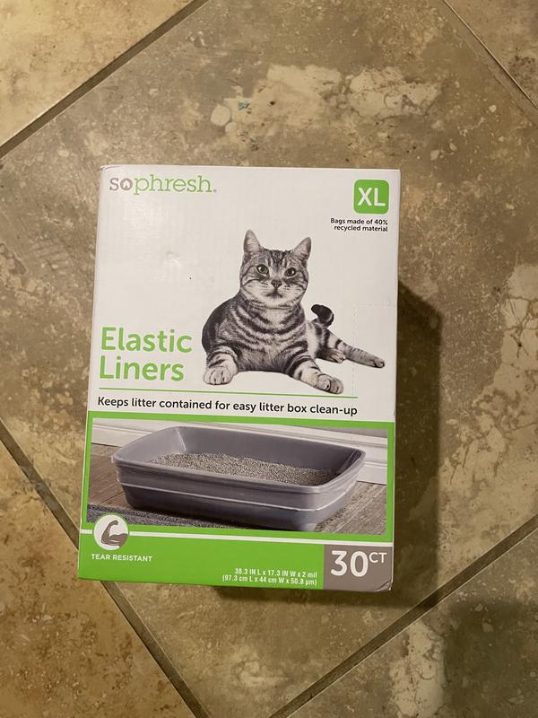 Elastic litter clearance box liners