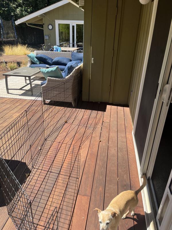 To section off part of my deck for my dog to use