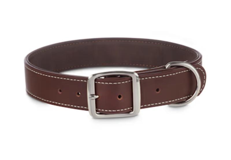 YOULY Brown Leather Big Dog Collar XL/XXL with Double-Pin Buckle