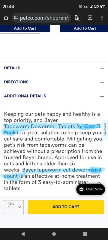 Petco cat clearance wormer