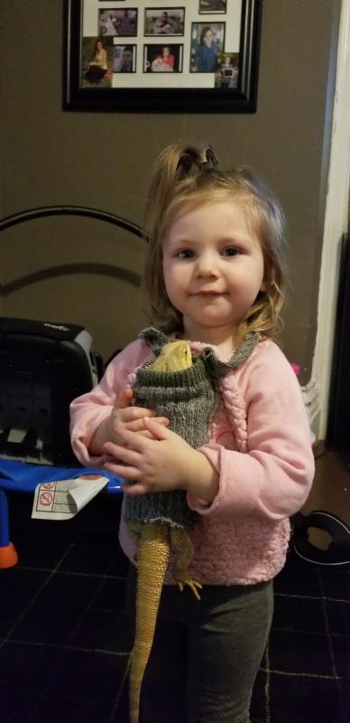 Penny and her new dragon carrier.