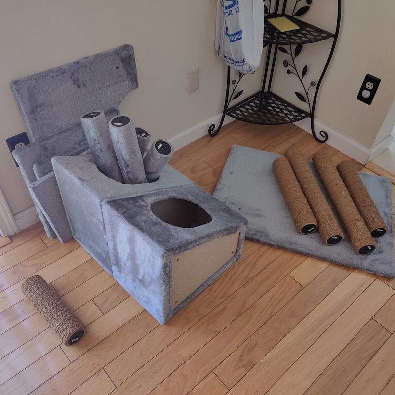 EveryYay Essentials Grey Lookout Large Cat Loft 8Level Cat Tree, 76" H Petco