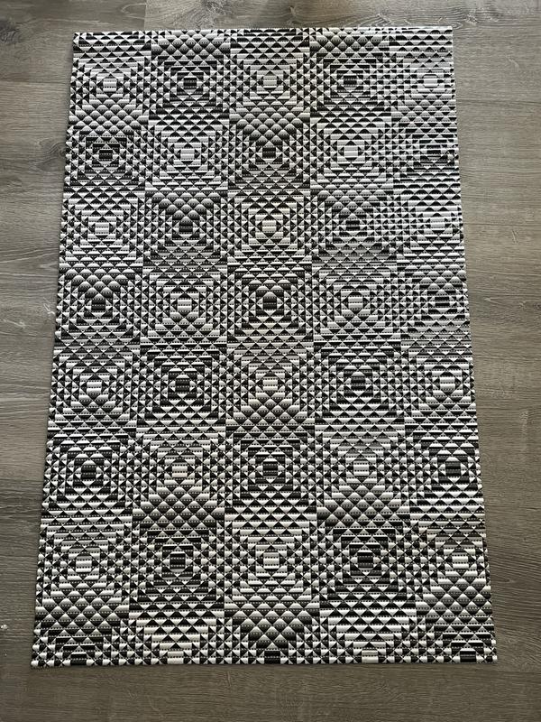 The Original Ribbed Foam Litter Mat - Black & White Geometric