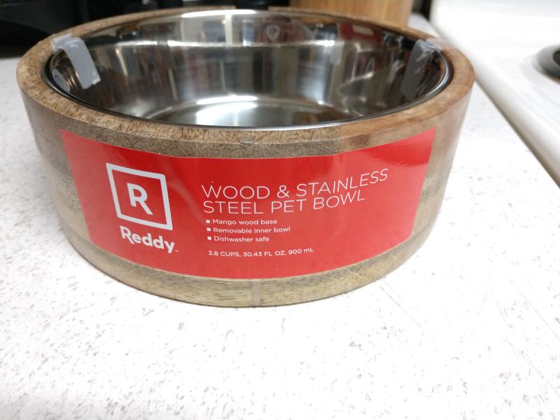 Reddy Stainless Steel & Bamboo Elevated Dog Bowl, 3 Cups