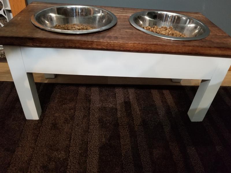 EveryYay Dining In White Wood Elevated Double Diner Dog Feeder, 7