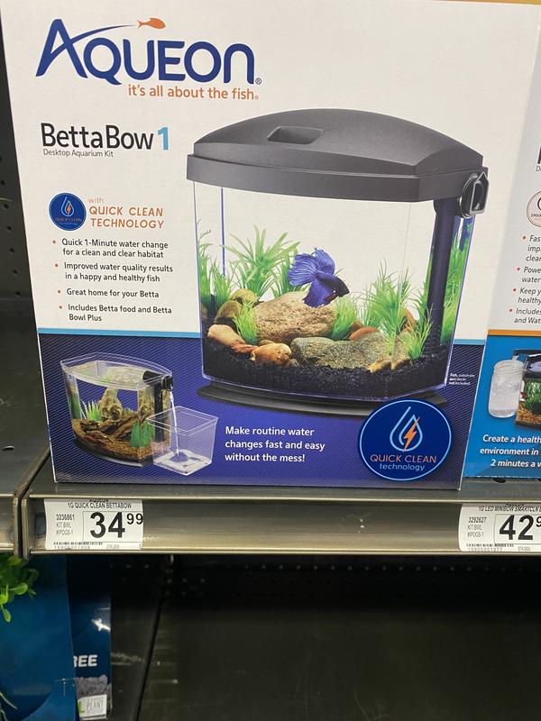 Aqueon LED MiniBow Small Aquarium Fish Tank Kit with SmartClean Technology,  Blue, 1 Gallon