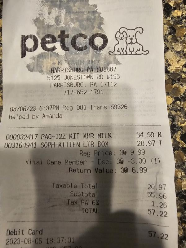 Petco kitten milk outlet replacer