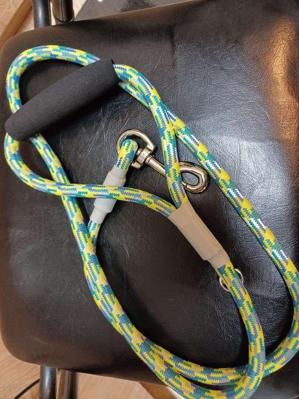 YOULY Reflective Yellow & Blue Comfort Grip Dog Leash 5 ft