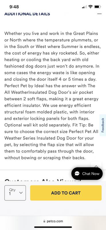 Perfect Pet All Weather Series Insulated Pet Door, 7.25" X 13