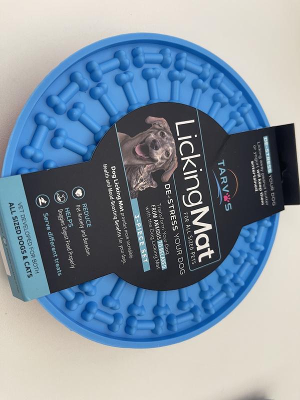 Licking Mat for Dogs Cats 2 Pack,Dog Peanut Butter Lick Pad Blue+