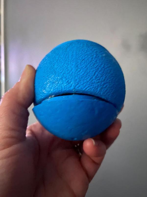 It held up really well. I was surprised it cracked as much as he gnawed on the ball.