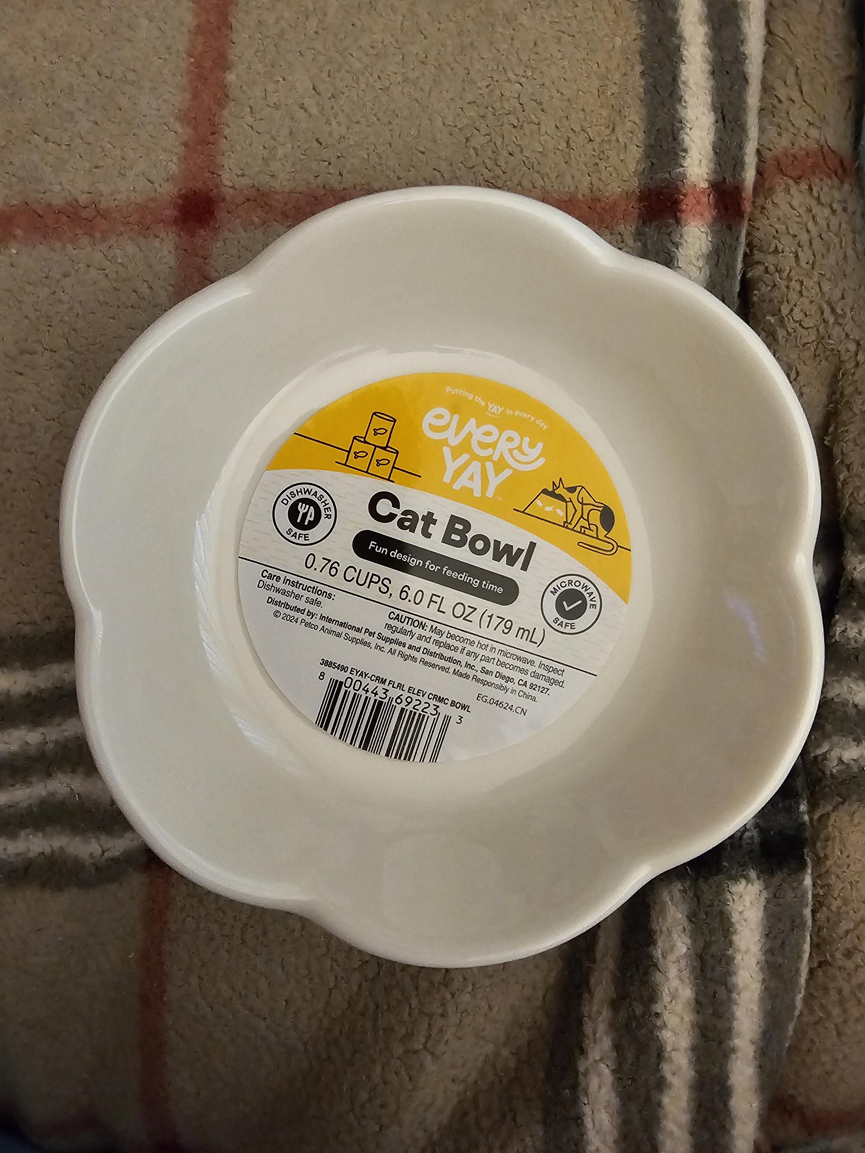 EveryYay Elevated Floral Ceramic Cat Bowl 0.76 Cup Small Petco
