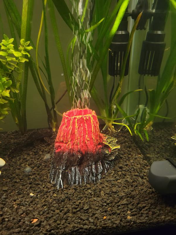 Imagitarium bubbling led 2025 volcano aquarium ornament