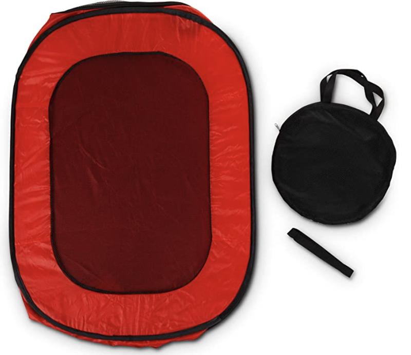 Is this how you store yours? The red pop-up can fit in the black bag. Really.
