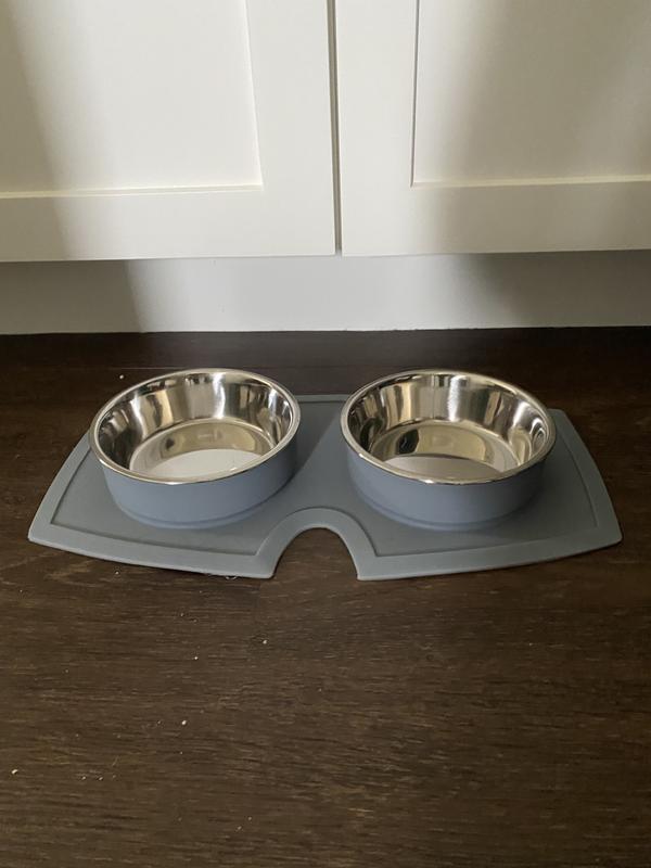 EveryYay Dining In Silicone Double Diner Dog Bowl Set - Easy-to