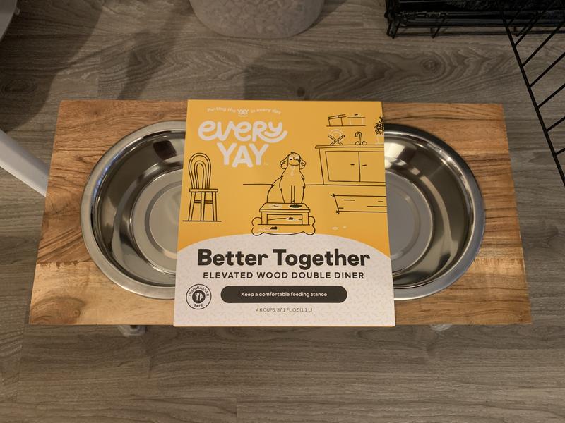 EveryYay Better Together Elevated Wood Double Diner with Stainless