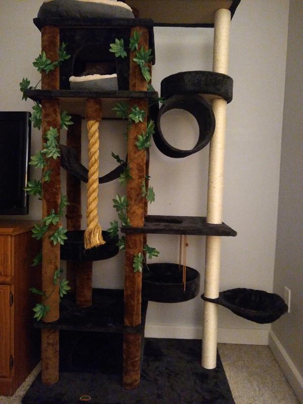 Go Pet Club 70" Forest Cat Tree with Hanging Rope & Levels