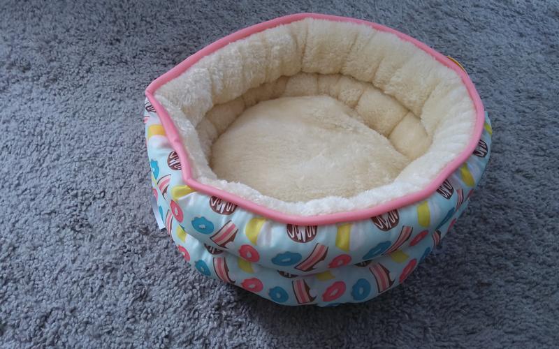 Tan and peach bed