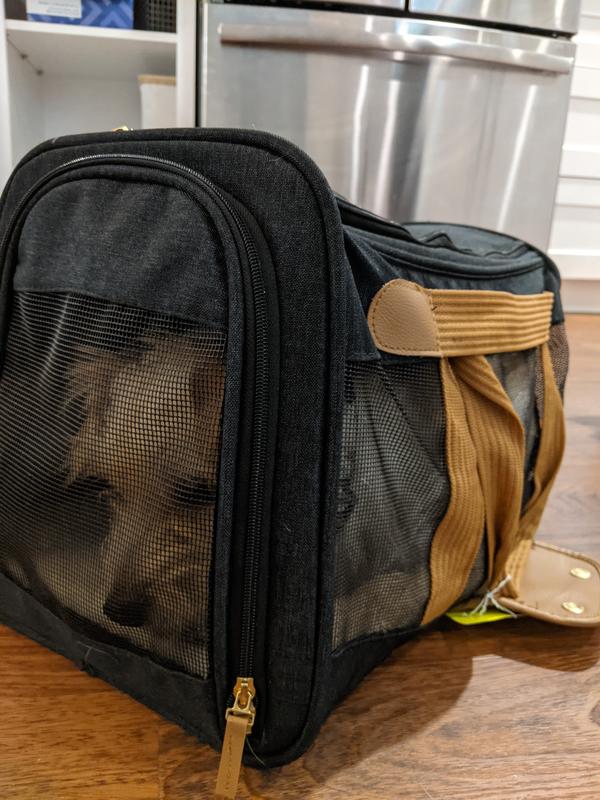 Fits under airline seat but poorly designed for holding