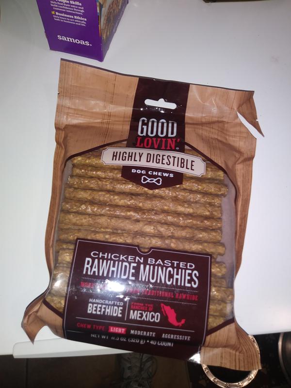 Good Lovin Highly Digestible Beef Basted Rawhide Munchies Dog Treats 11.3 oz. Count of 40 Petco