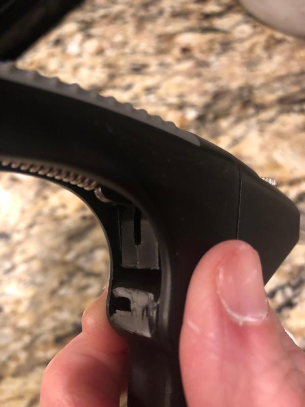The grey part is supposed to be attached to the black part.