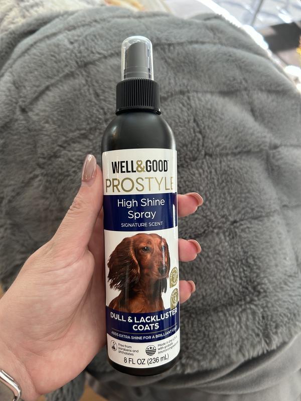 We used about 6 sprays to our 120 pound fluffy dog!
