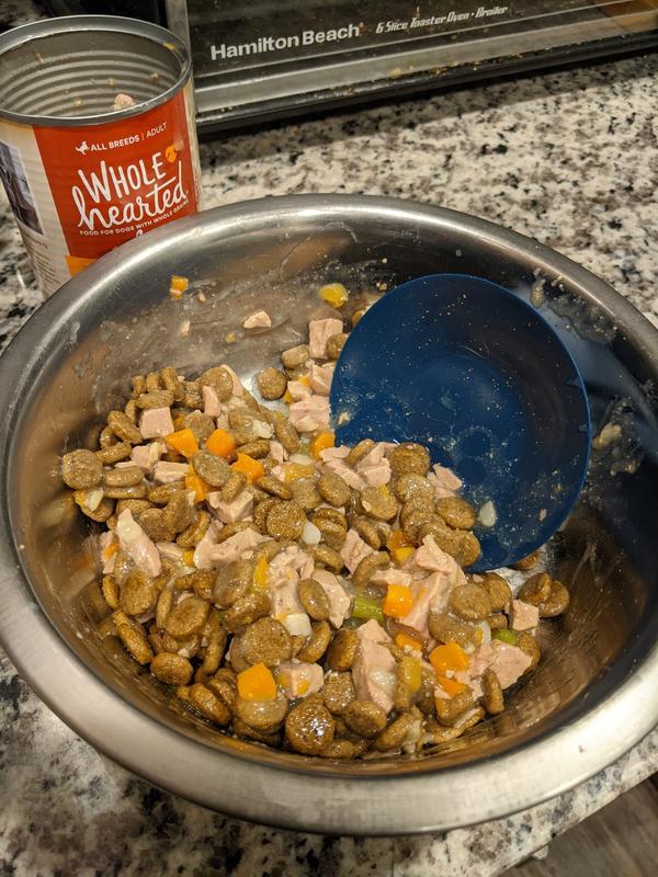 Mixed in with his dry food