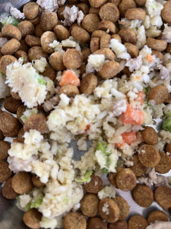 Mixed in with his regular kibble.