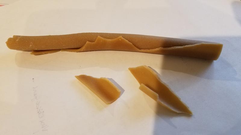 chewy with hard sharp edges