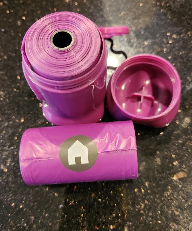 Cap twists off, for easy access to change roll of bags.