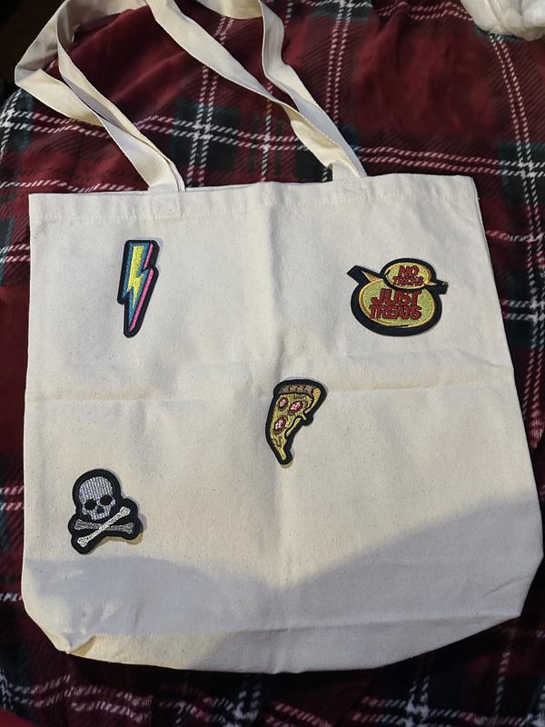 My dogs canvas tote with all the cute patches on it!