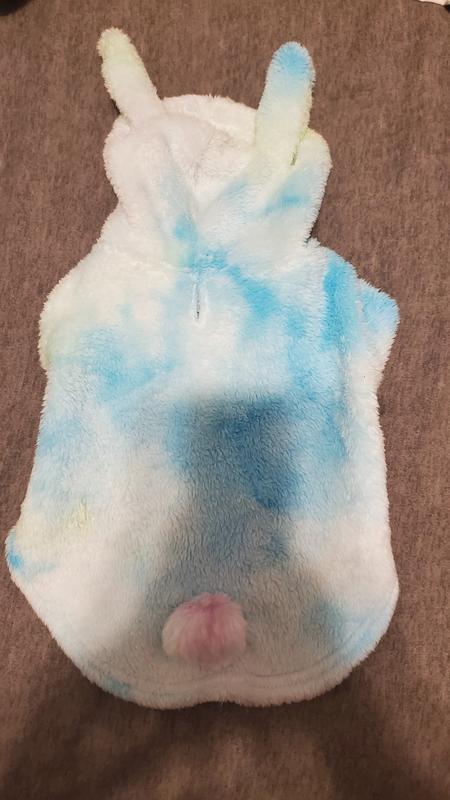 I tie-dyed the all-white bunny hoodie.