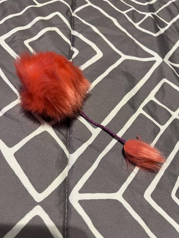 Toy is very decently sized and perfect for the kitties to toss around.