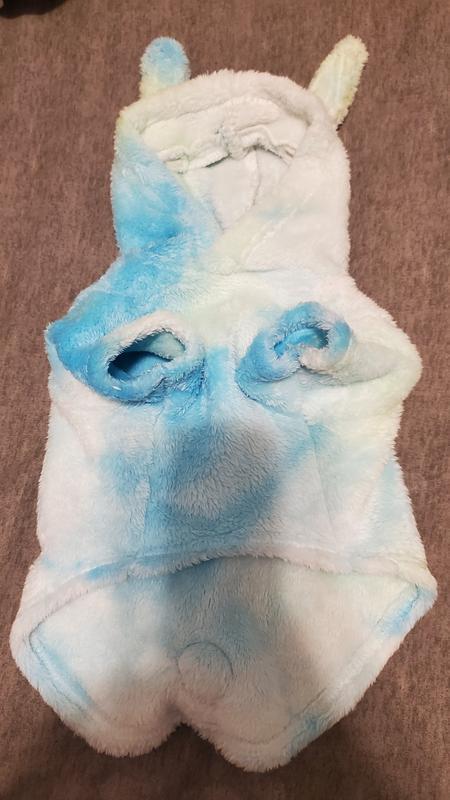 I tie-dyed the all-white bunny hoodie.