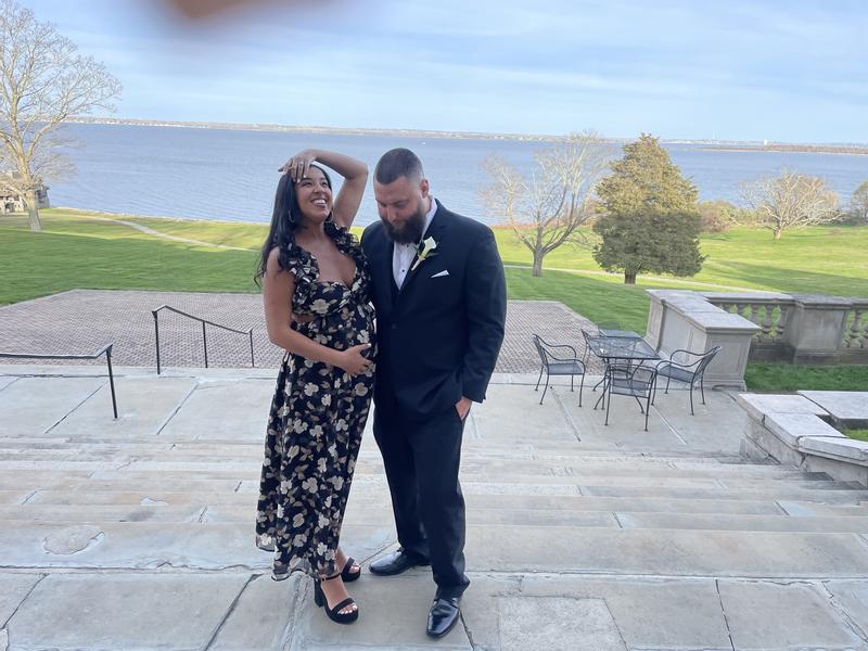 Customer photo for "Perfect dress and bump friendly!!"